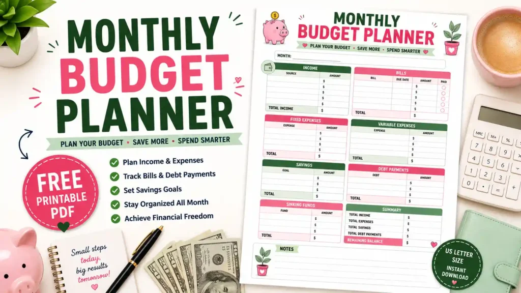 Monthly Budget Planner Printable
