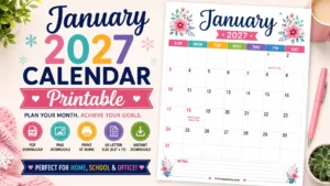 Free January 2027 Calendar Printable in PDF and PNG for US Letter 8.5 × 11 inch paper